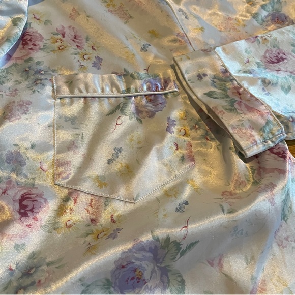 Aria womens pajama set size medium 12 14 white floral flannel lining button - Picture 3 of 14